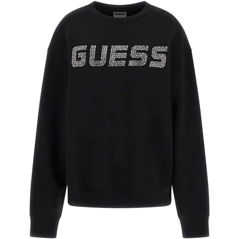 GUESS女士卫衣保暖舒适黑色加绒休闲日常外套爆款潮流
