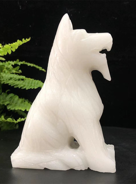 梓勋天然白玉石招财生肖狗摆件