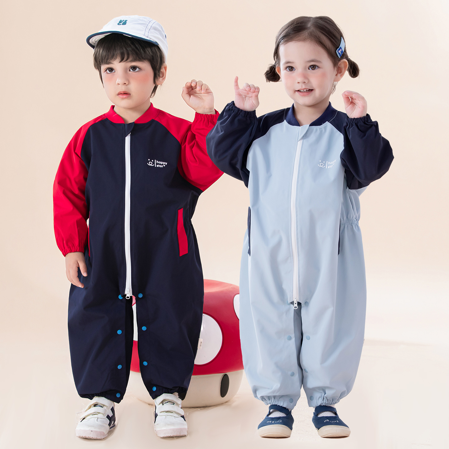 婴幼儿可外穿护衣按扣爬爬服罩衣