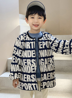 男童罩衣防水长袖中大童羽绒服罩衫小孩防脏画画护衣学生吃饭围裙