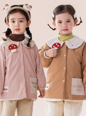 儿童长袖罩衣秋冬羽绒服防脏污外穿护衣宝宝吃饭防水护衣画画围裙