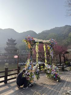 葛仙村莫奈花园仿真花秋千布置造景装饰花墙布置网红打卡摄影摆件
