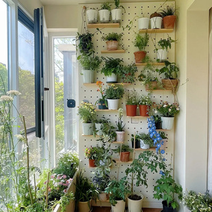 阳台花架不占空间置物架花架托架洞洞板新型挂墙自然花架植物墙