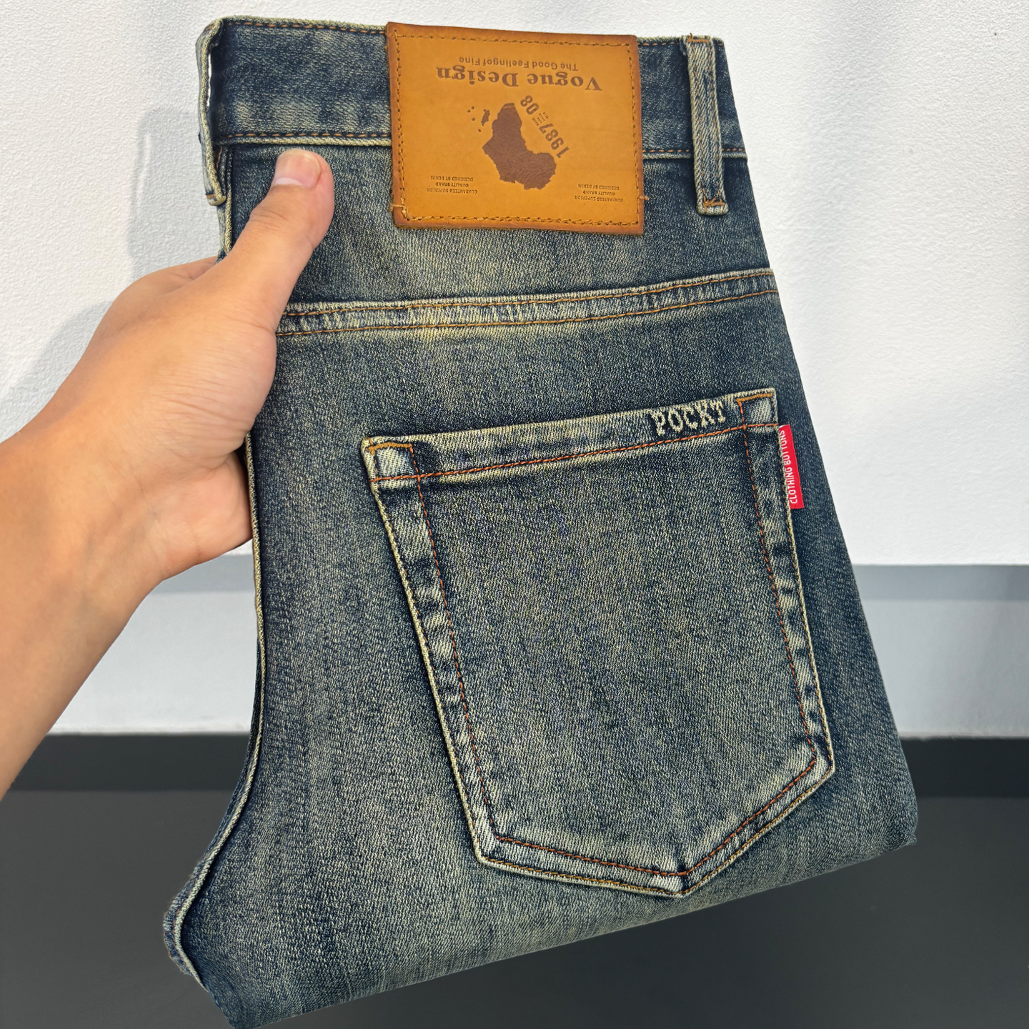 复古怀旧蓝男士牛仔裤欧版潮流