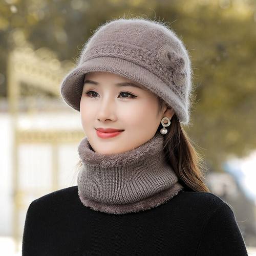 中老年人兔毛帽子女士妈妈冬季