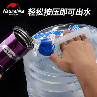 NH挪客户外食品级折叠水桶野外露营自驾游便携储水器大口径透明
