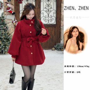 bule蓝色星球韩系立领毛呢外套女秋冬季 2025年加厚小个子呢子大衣