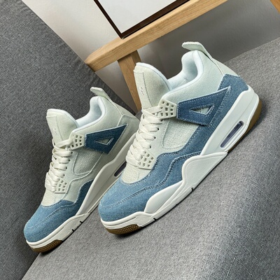 aj4牛仔蓝跨境大码45莆田复古高品质气垫夏季潮流美系篮球鞋女鞋