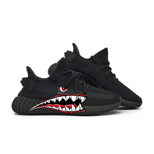 莆田350椰子定制款爆米花轻便黑武士鲨鱼男女休闲健身房跑步机鞋