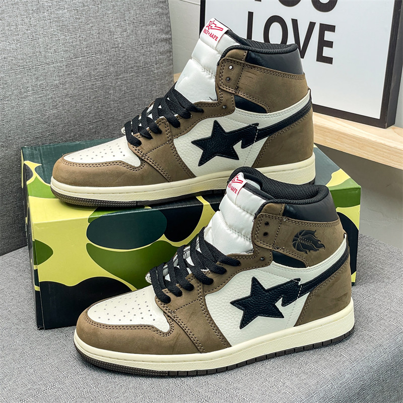 aj1高帮定制版鬼脸小众星星闪电运动复古文化球鞋男女跨境大码45