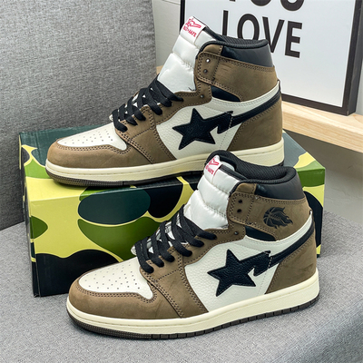 aj1高帮定制版鬼脸小众星星闪电运动复古文化球鞋男女跨境大码45
