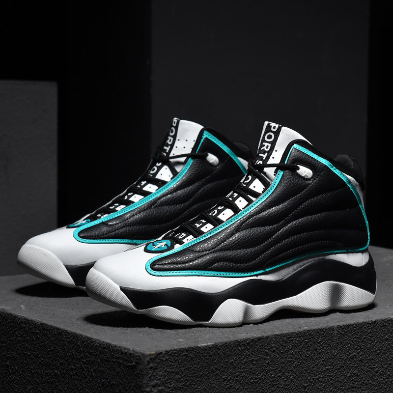 AJ13高帮运动皮面训练青少年比赛跨境4546大码4748耐磨男女篮球鞋