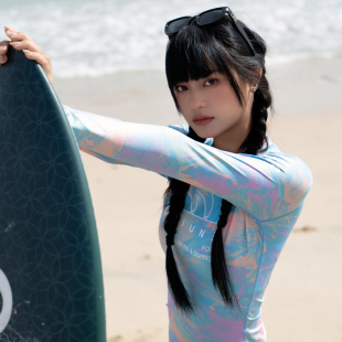 防晒冲浪游泳衣显瘦透气 分体泳衣女潜水服长袖 NuJune 2025夏新款