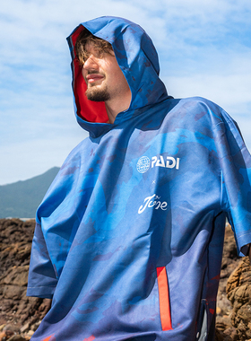NuJune X PADI 联名款速干毛巾衣冲浪潜水保暖斗篷衣海边沙滩巾