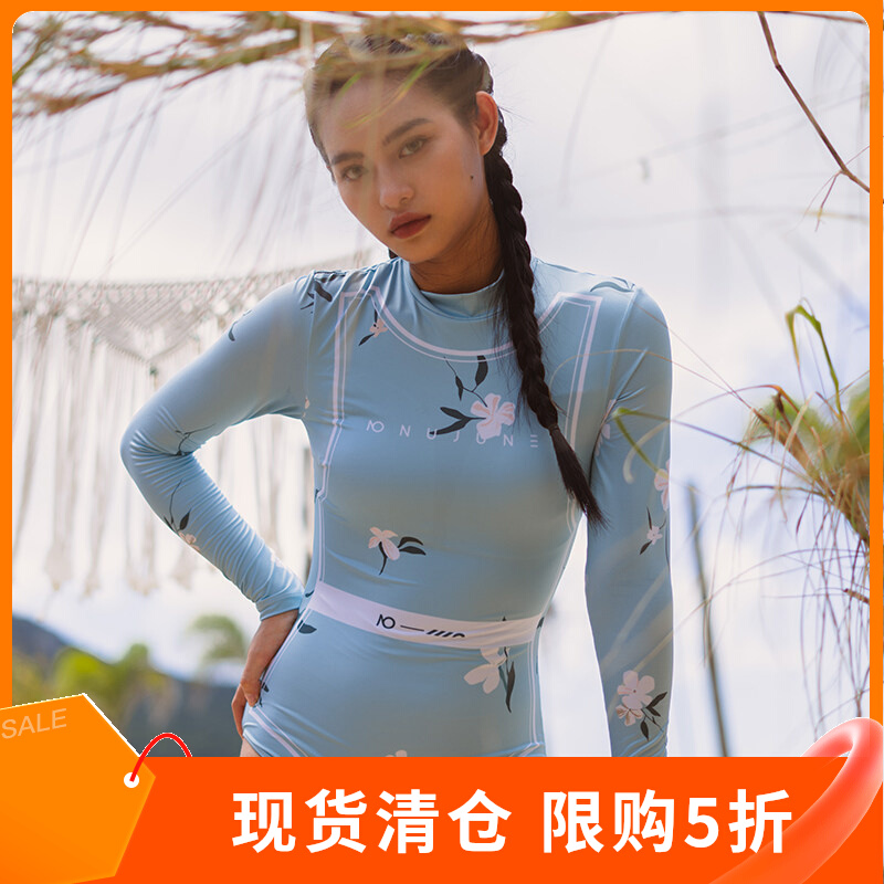 NuJuneX离岸风联名款连体泳衣女款长袖保守大码高级感冲浪服速干