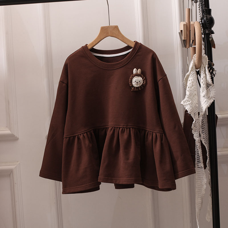 日系圆领卫衣女上衣娃娃宽松大码