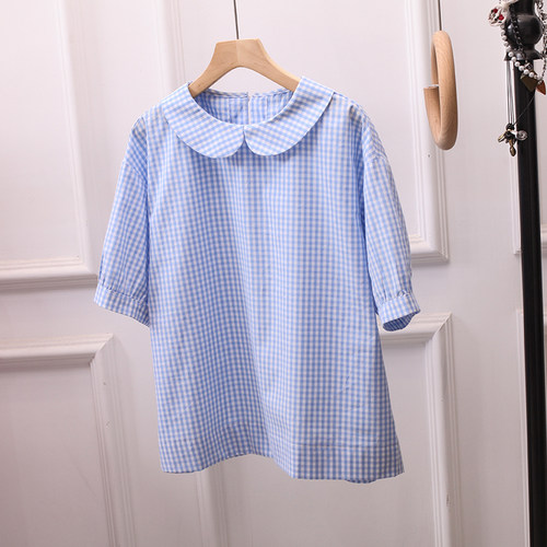 短袖上衣夏季娃娃领日系衬衫女
