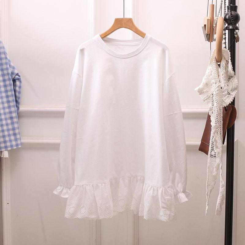日系减龄显瘦蕾丝花边打底衫T恤