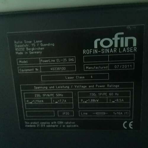 可议价ROFIN脉冲PowerLine EL-25 SHG控制