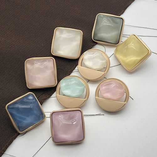 波浪石纽扣扣子方形金属扣