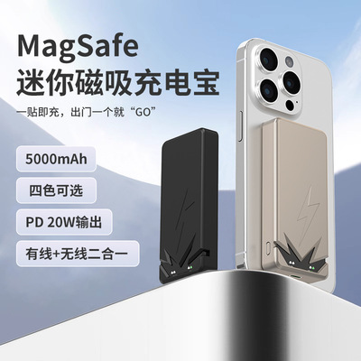 新款超薄MagSafe磁吸无线充电宝PD20W快充迷你外接电池移动电源16