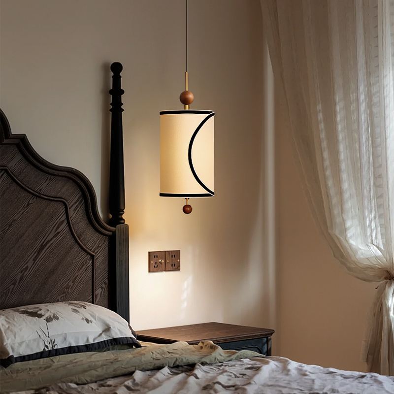 云缦新款中古风卧室床头小吊灯法式复古主卧奶油床头灯玄关吊线灯