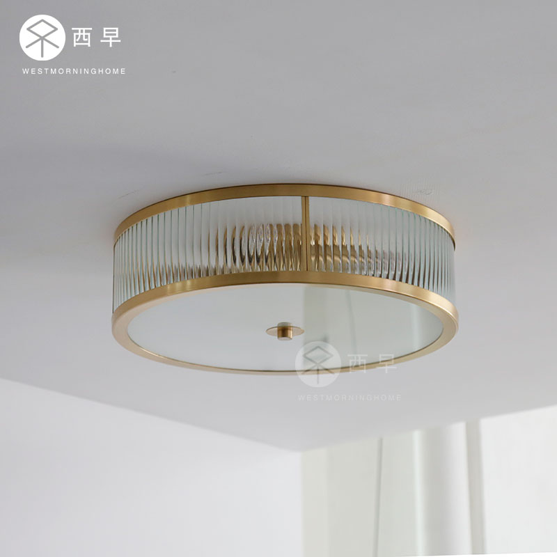 西早现代简约美式全铜吸顶灯