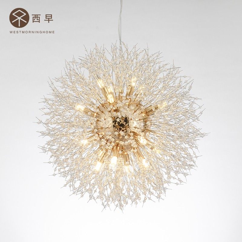 西早北欧后现代吊灯创意水晶蒲公英吊灯简约客厅餐厅卧室吊灯_虎窝淘