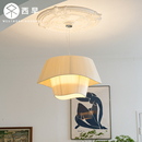 中古奶油艺术书房主卧灯具 法式 西早 北欧ins风布艺客厅卧室吊灯