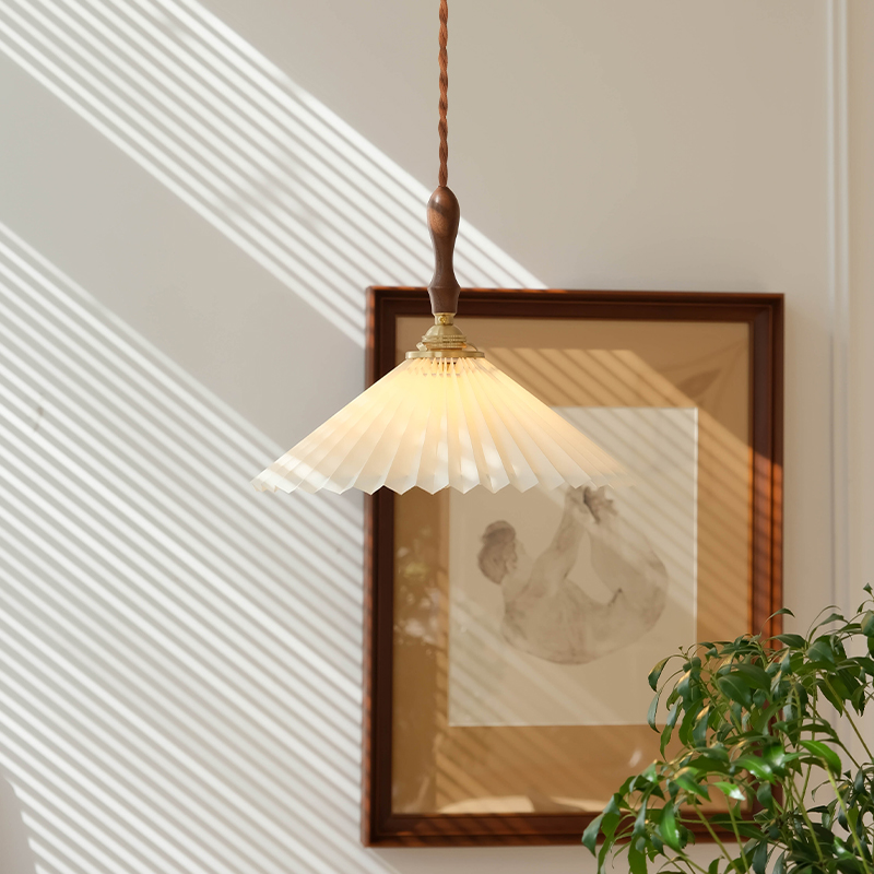 西早复古日式北欧百褶小吊灯