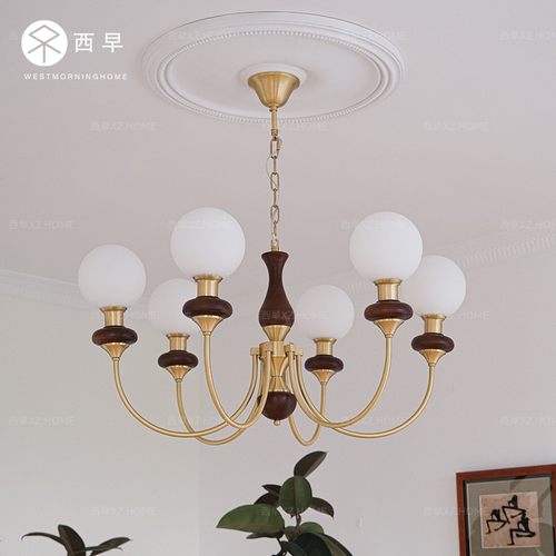 西早中古黑色卧室吊灯