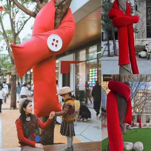 冬季巨型抱抱树围巾美陈