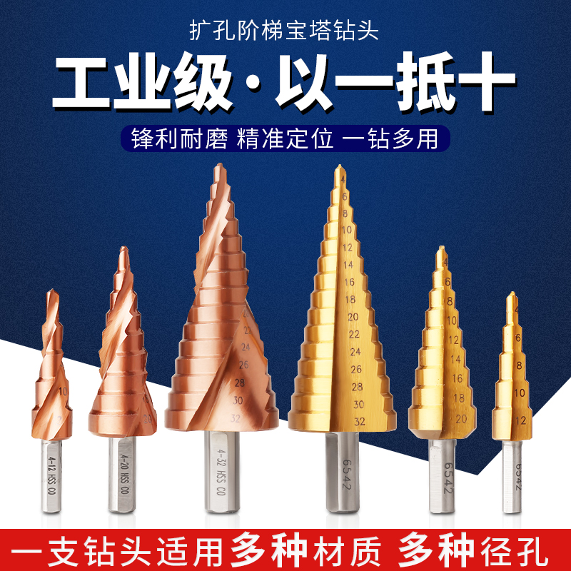多功能超硬不锈钢专用宝塔钻头