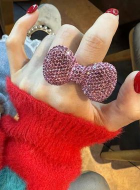 2025新款仙莉丝原创kitty粉色蝴蝶结戒指ys千禧ins辣妹超闪视觉系