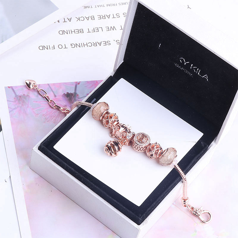 原创设计潘家风格手链蜂巢吊坠玫瑰金可调节送女友生日礼物