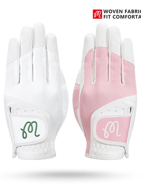 韩国 M 高尔夫手套女士超纤皮耐磨运动 Golf球手套防滑透气#M01