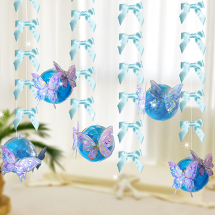 ins房间装 饰吊饰透明空中商场幼儿园布置亚克力空心球拉花挂饰