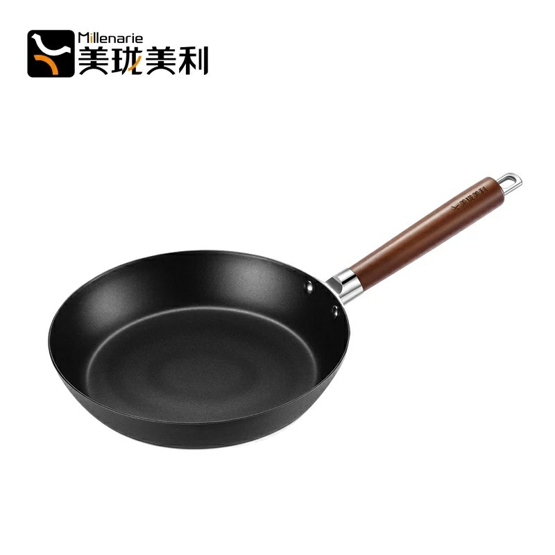 美珑美利 黑晶铁锅系列24cm煎锅 平底煎锅煎蛋锅平底锅