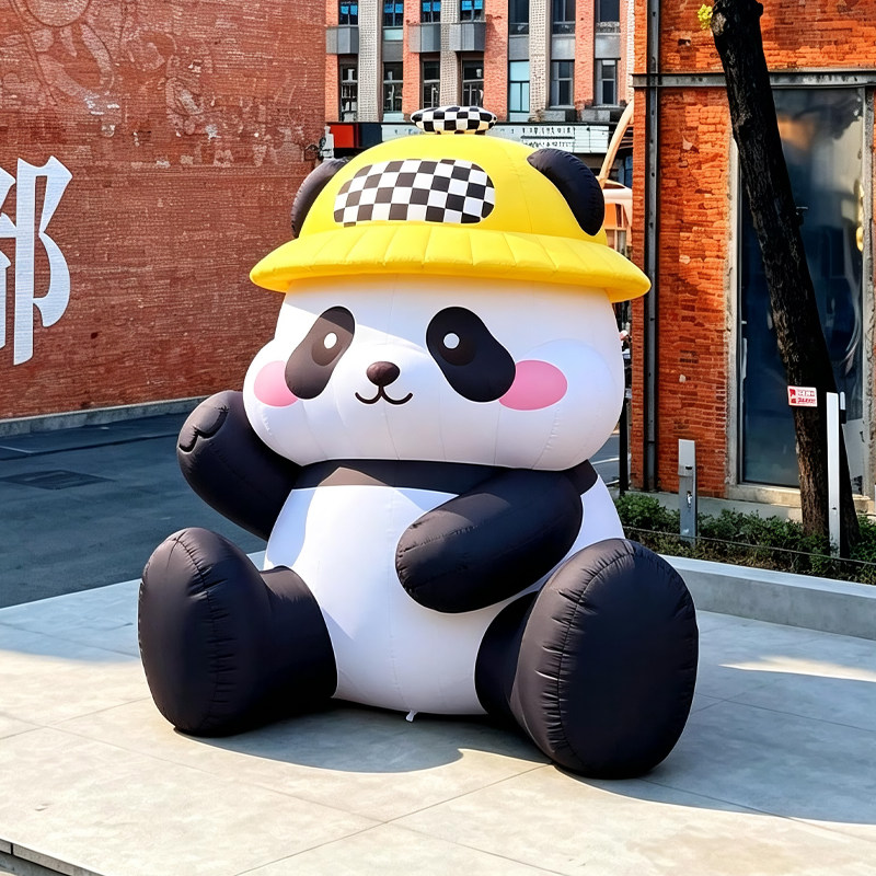 大型熊猫气模定制充气卡通爬墙公仔发光美陈装饰活动户外广告气膜