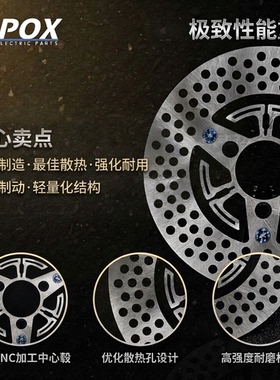 POX新款P65超大声飞机音220m/200m刹车盘改装小牛九号雅迪碟刹盘