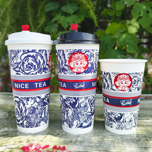 国潮古风奶茶咖啡纸杯商用一次性