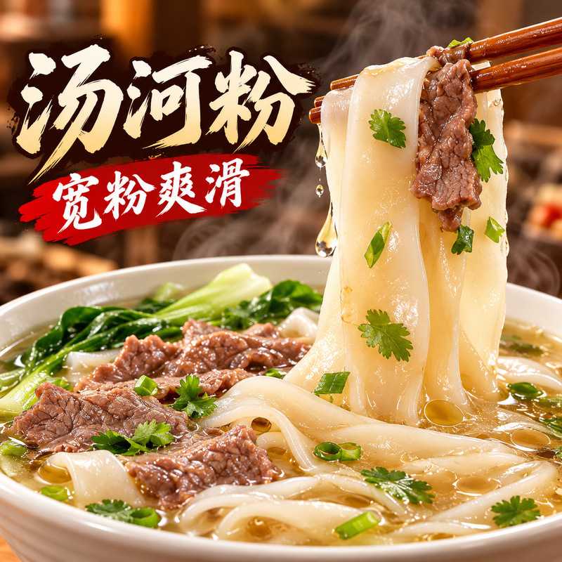 水煮宽河粉袋装含汤包汤鲜味美早餐夜宵宿舍常备方便速食主食