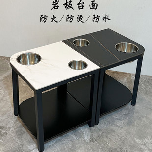 高端轻奢风棋牌室茶楼会所台球室麻将机茶几茶水架茶台边几免安装