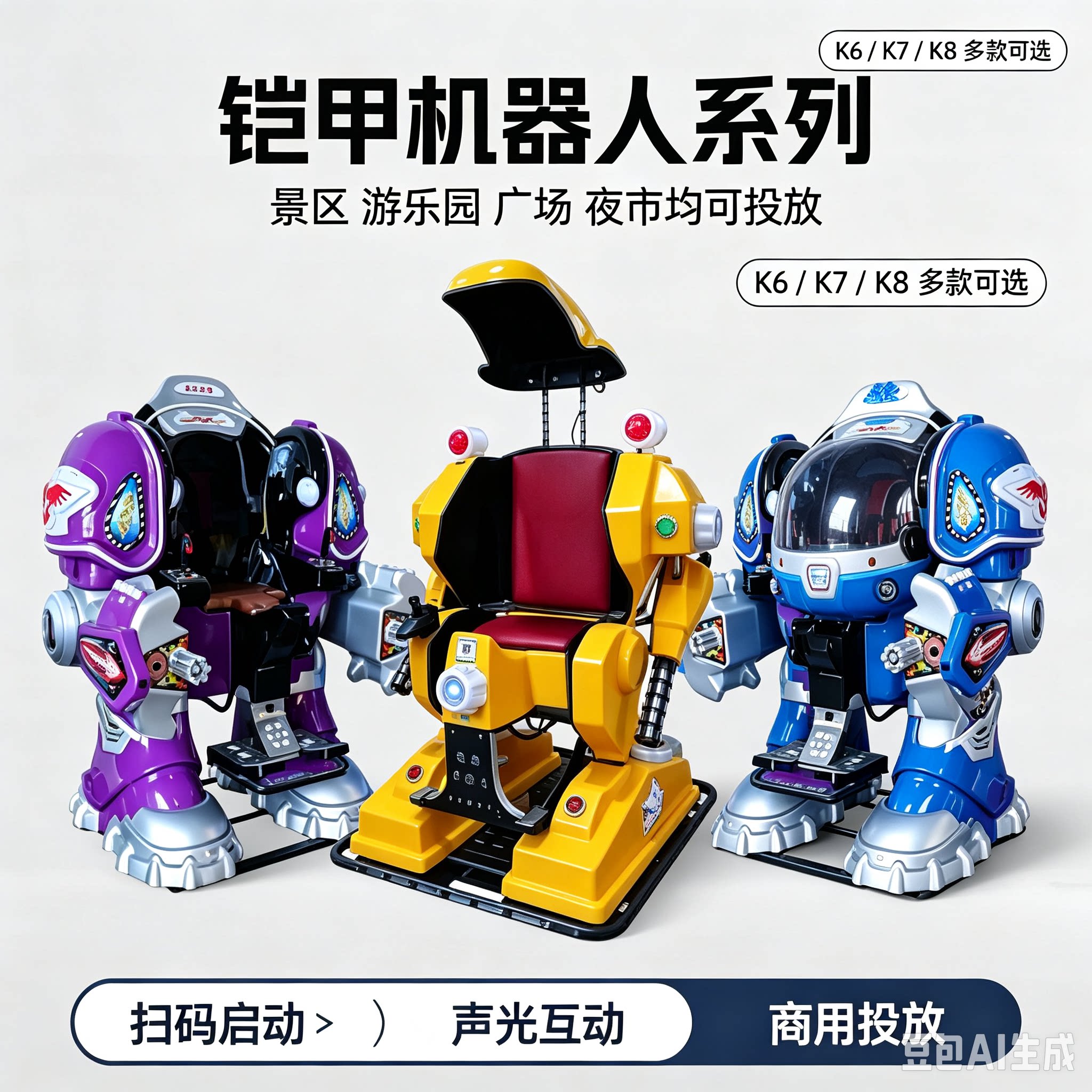 儿童共享铠甲机器人共享游乐设备公园广场户外游乐场夜市摆摊玩具
