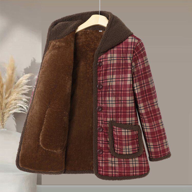 妈妈冬装外套加绒棉袄中长款