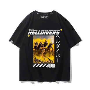 绝地潜兵2地狱潜者ps5游戏steam周边短袖T恤男女夏季纯棉衣服潮流