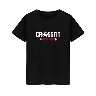 CROSSFIT NEVE STOPS健身房训练服印花短袖T恤毛睿健身运动半截袖