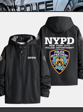 NYPD纽约市警察局周边连帽上衣男女秋冬加绒美式百搭休闲夹克外套