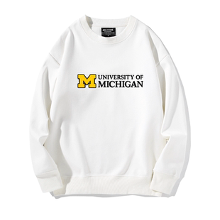 UMich美国密歇根大学留学生校班服Michigan安娜堡圆领卫衣服百搭