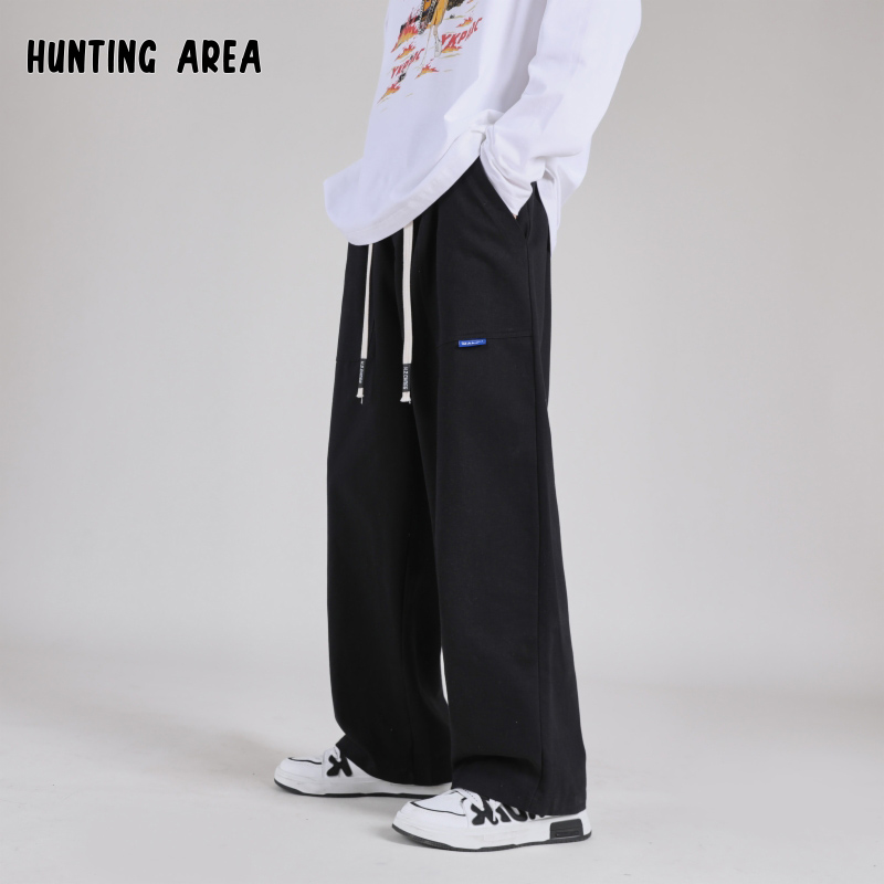 Hunting Area2023AW美版简约字母贴布工装垂感直筒休闲裤男女